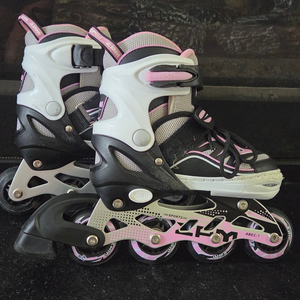 ZPM Sports Youth Adjustable Inline Skates Pink White Black Size Small 10C-13C